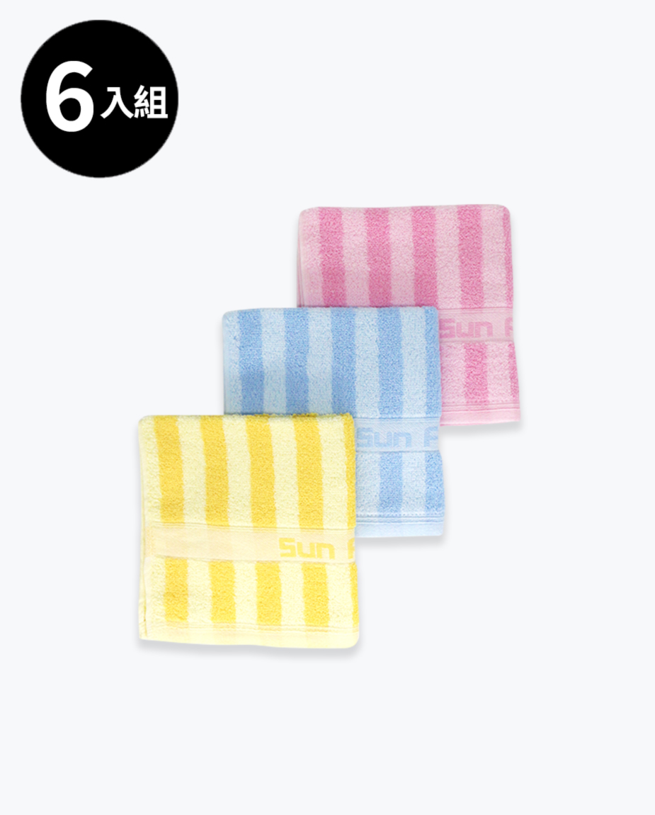 【三花】經典彩條方巾6條-顏色隨機 TM455