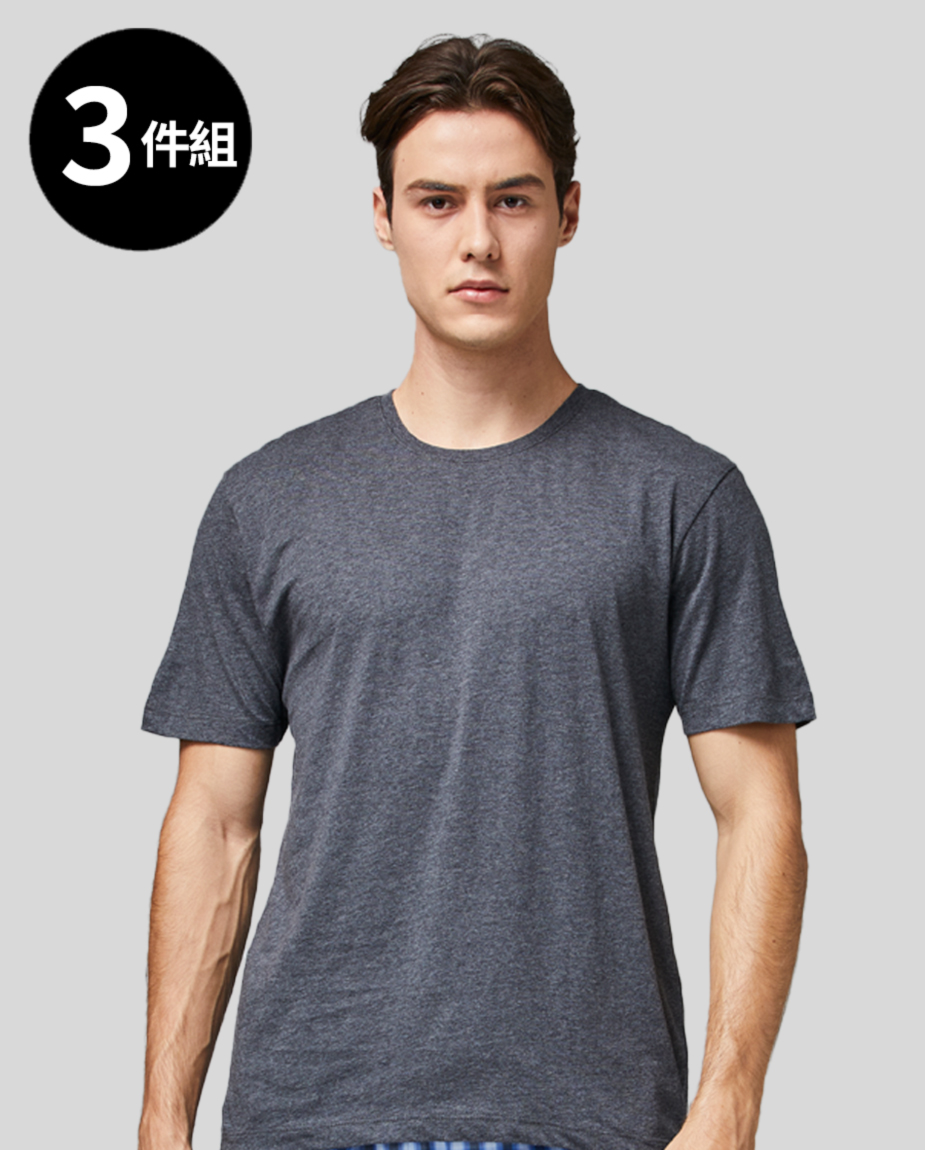 【3件組】三花彩色T恤.圓領短袖衫.男內衣 8722