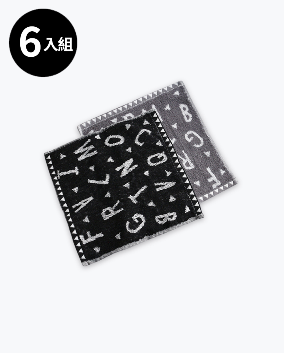 【三花】字母派對手帕巾6條-顏色隨機 TM218
